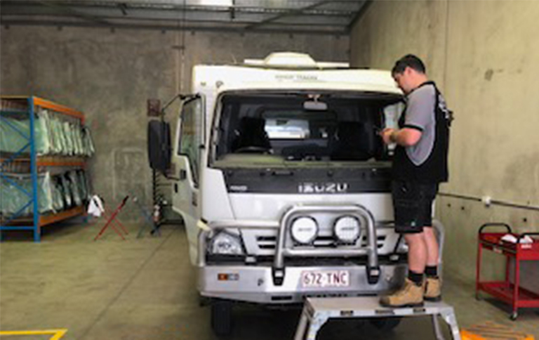 Image of windscreen repairs on a truck at Morayfield Autoglass